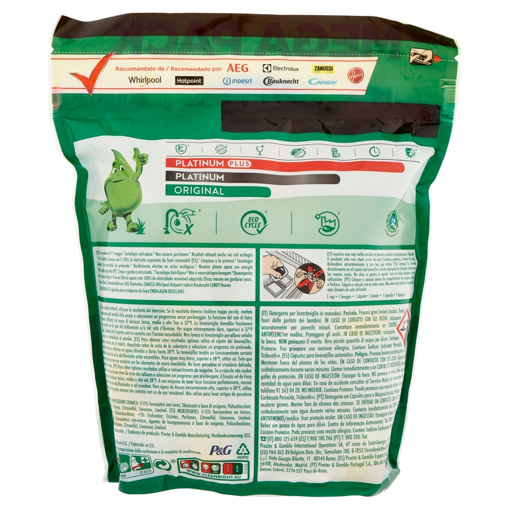 Fairy Pastiglie Lavastoviglie Original, Detersivo Piatti Limone, 57 Capsule 770 g